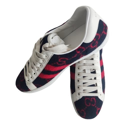 Pre-owned Gucci Ace Leather Trainers In Blue