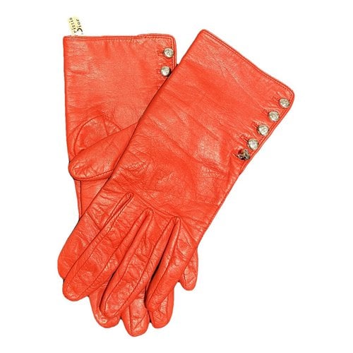 Pre-owned Dior Leather Gloves In Red