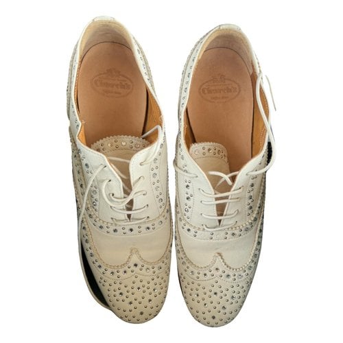 Pre-owned Church's Glitter Lace Ups In White