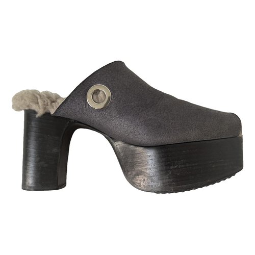 Pre-owned Rick Owens Shearling Mules & Clogs In Black