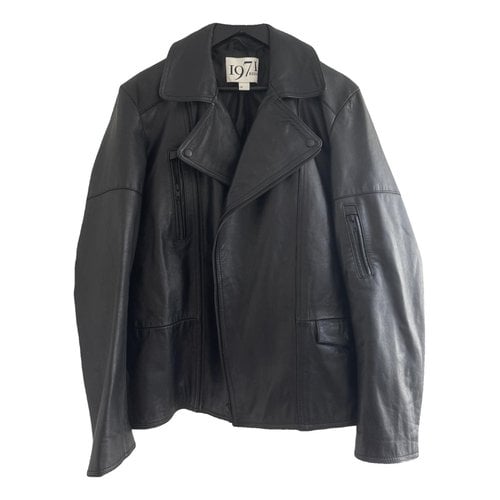 Pre-owned Reiss Leather Biker Jacket In Black