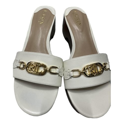 Pre-owned Lauren Ralph Lauren Leather Mules & Clogs In White
