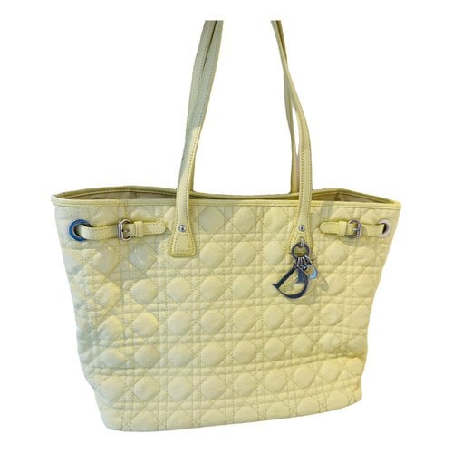 Pre-owned Dior Panarea Cloth Tote In Yellow