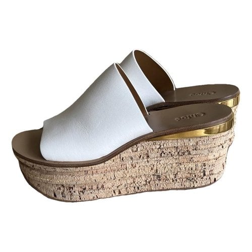 Pre-owned Chloé Leather Mules & Clogs In White