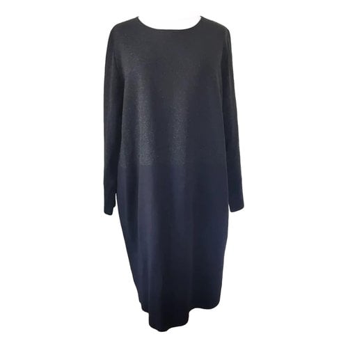 Pre-owned Marina Rinaldi Wool Mid-length Dress In Black
