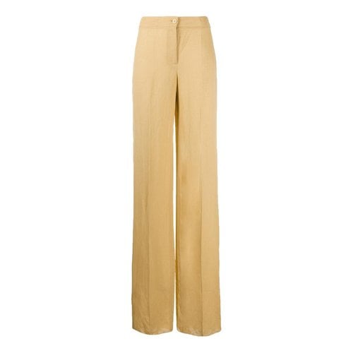 Pre-owned Romeo Gigli Linen Straight Pants In Yellow