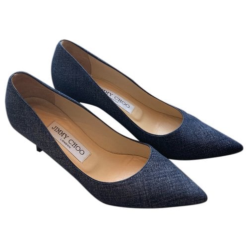 Pre-owned Jimmy Choo Leather Ballet Flats In Navy