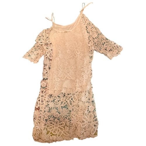Pre-owned Guess Lace Mini Dress In White