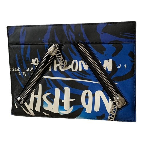 Pre-owned Kenzo Kalifornia Leather Clutch Bag In Blue