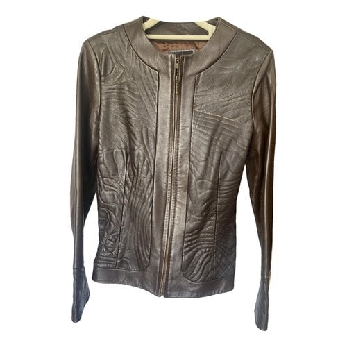 Pre-owned Christian Lacroix Leather Biker Jacket In Brown
