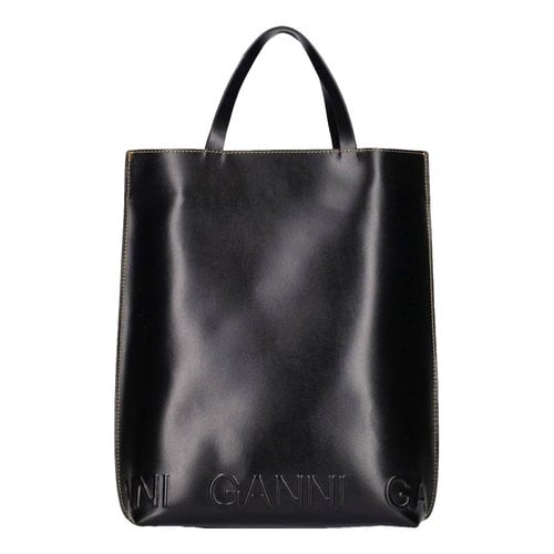 Pre-owned Ganni Leather Tote In Black