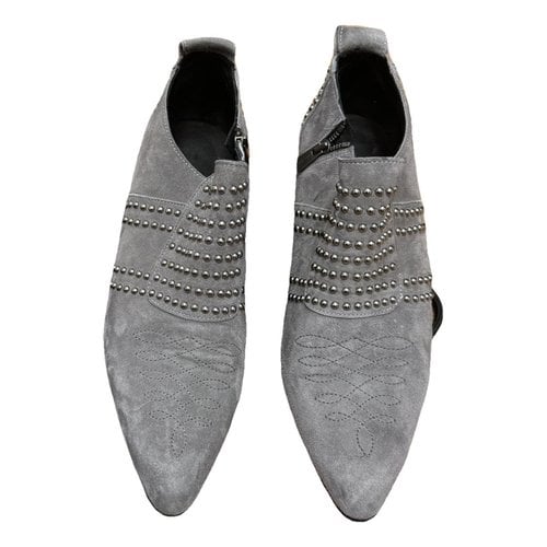 Pre-owned Anine Bing Velvet Ankle Boots In Grey