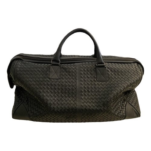 Pre-owned Bottega Veneta Leather Travel Bag In Black