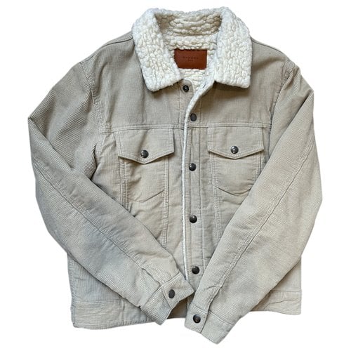 Pre-owned Sandro Shearling Jacket In Beige