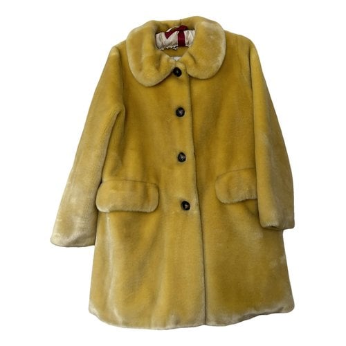 Pre-owned Shrimps Faux Fur Peacoat In Yellow