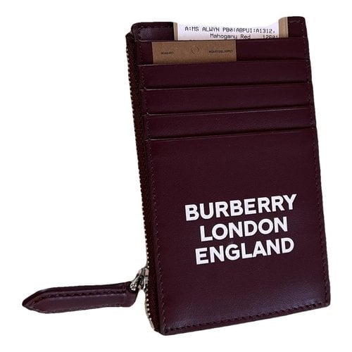 Pre-owned Burberry Leather Card Wallet In Burgundy