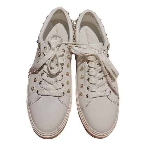 Pre-owned Stuart Weitzman Leather Trainers In White