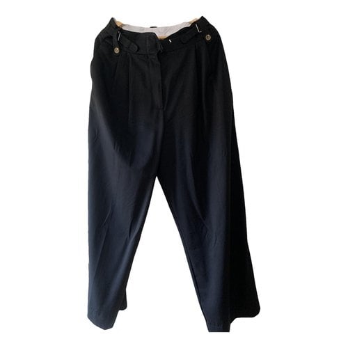 Pre-owned By Malene Birger Wool Trousers In Black