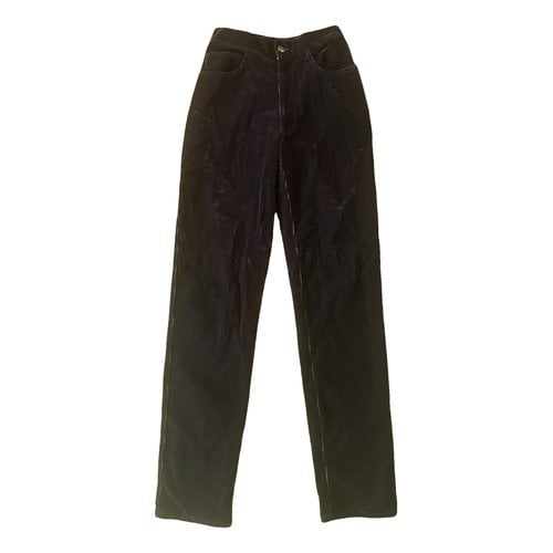 Pre-owned Fendi Velvet Straight Pants In Brown