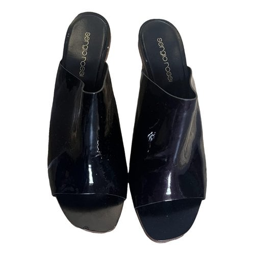 Pre-owned Sergio Rossi Patent Leather Mules In Black