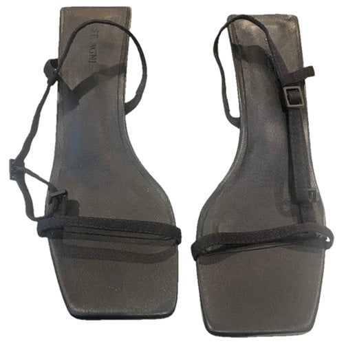 Pre-owned St Agni Leather Sandal In Black