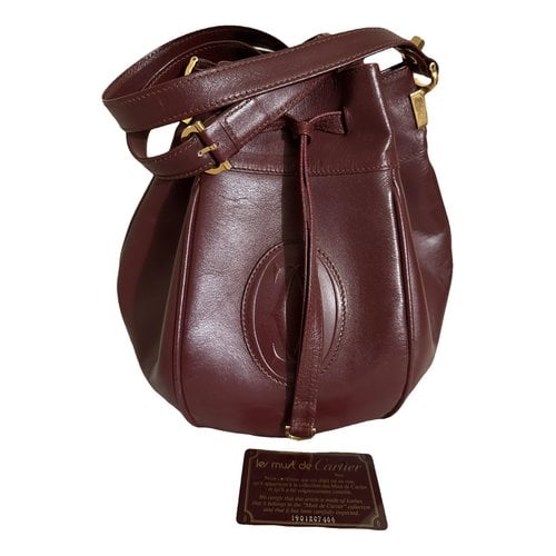 Pre-owned Cartier Seau Leather Crossbody Bag In Burgundy