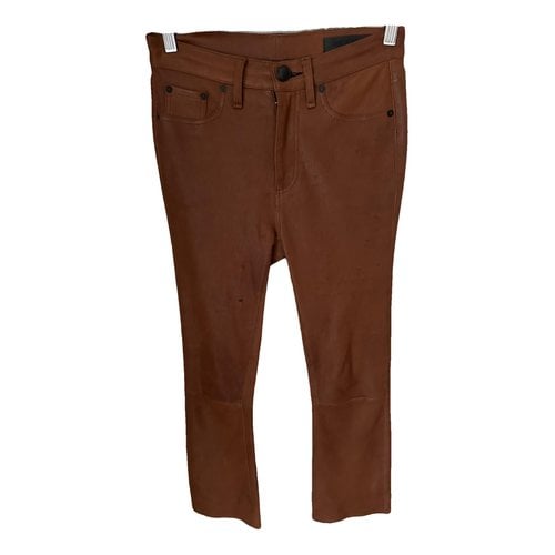 Pre-owned Rag & Bone Leather Slim Pants In Brown