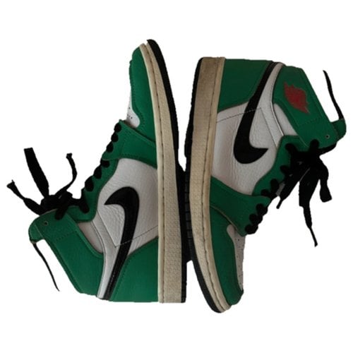Pre-owned Jordan 1 Leather Trainers In Green