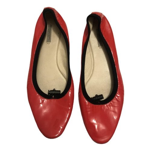 Pre-owned Bottega Veneta Madame Leather Flats In Red
