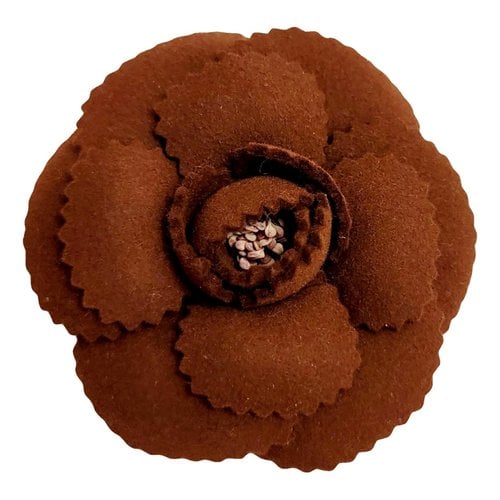 Pre-owned Chanel Camélia Cloth Pin & Brooche In Brown