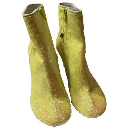 Pre-owned Mm6 Maison Margiela Glitter Ankle Boots In Yellow