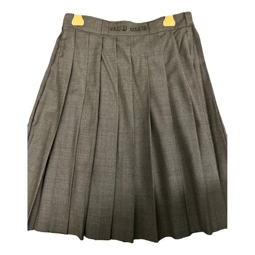 Pre-owned Miu Miu Wool Mid-length Skirt In Grey