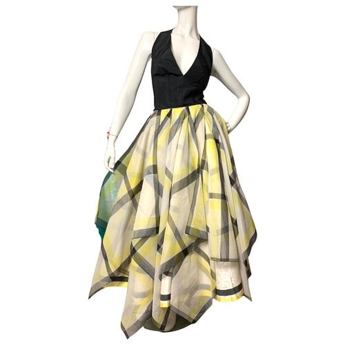 Pre-owned Jacques Fath Silk Maxi Dress In Yellow