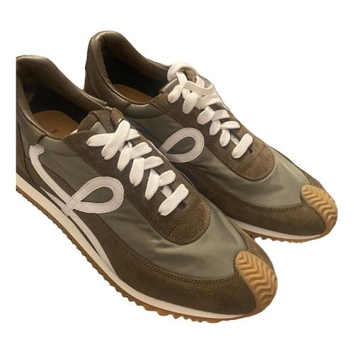 Pre-owned Loewe Cloth Low Trainers In Khaki