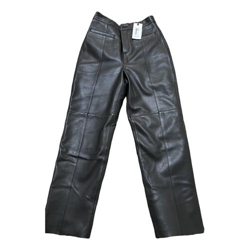 Pre-owned Ted Baker Leather Trousers In Black