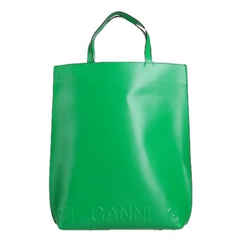 Pre-owned Ganni Leather Crossbody Bag In Green