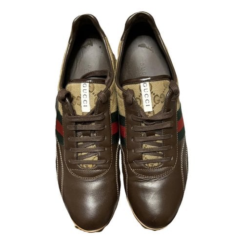 Pre-owned Gucci Leather Trainers In Brown