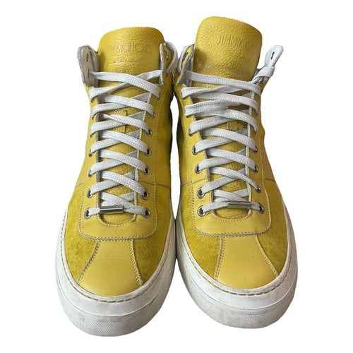 Pre-owned Jimmy Choo Leather High Trainers In Yellow
