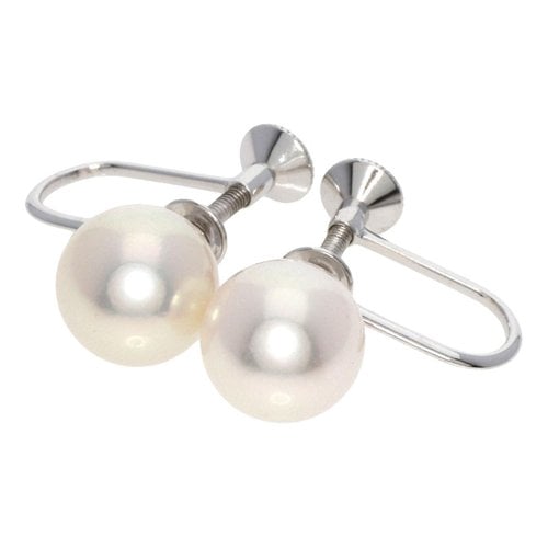 Pre-owned Mikimoto White Gold Earrings In Silver