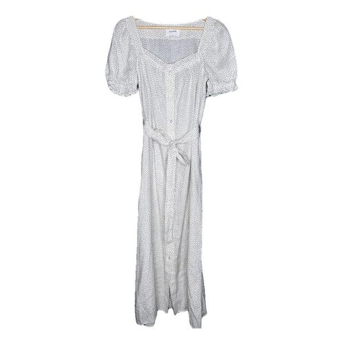 Pre-owned Sleeper Linen Mid-length Dress In White