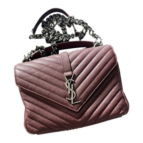 Pre-owned Saint Laurent Collége Monogramme Leather Crossbody Bag In Burgundy