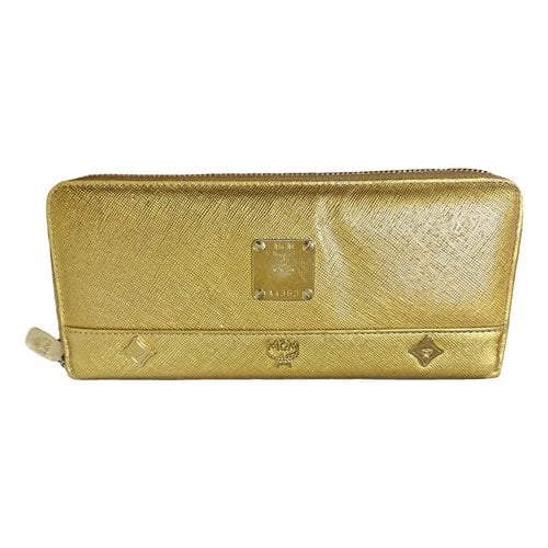 Pre-owned Mcm Leather Wallet In Yellow