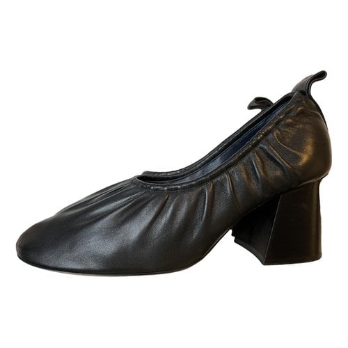 Pre-owned Celine Soft Ballerina Leather Heels In Black