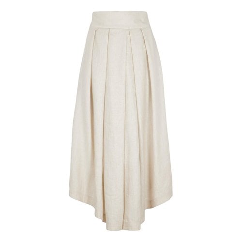 Pre-owned Brunello Cucinelli Linen Mid-length Skirt In Beige