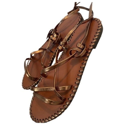 Pre-owned Massimo Dutti Leather Sandal In Brown