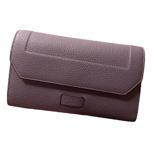 Pre-owned Lancel Leather Clutch Bag In Purple