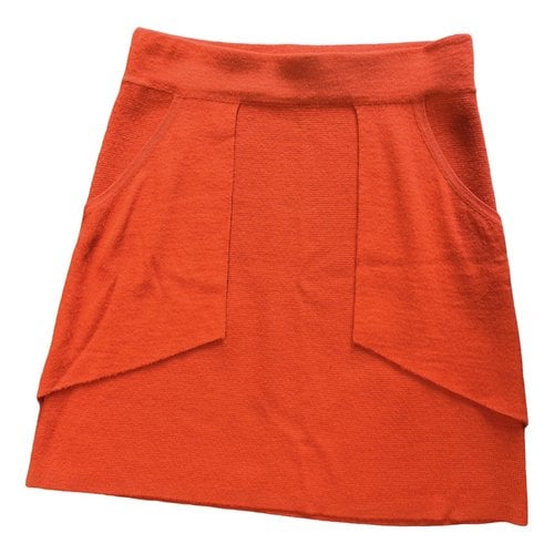 Pre-owned Stefanel Wool Mini Skirt In Orange