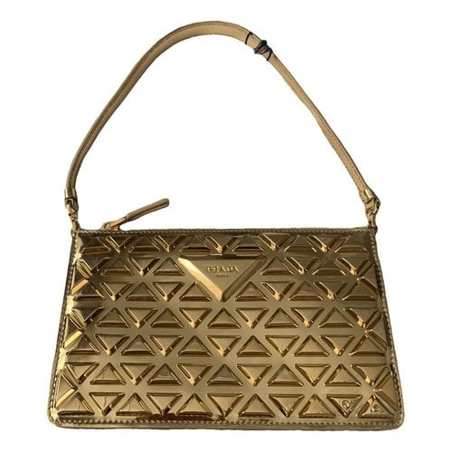 Pre-owned Prada Triangle Leather Handbag In Gold