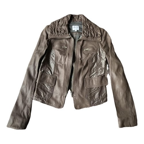 Pre-owned Armani Collezioni Leather Short Vest In Brown