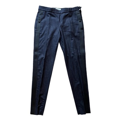 Pre-owned Moschino Wool Straight Pants In Blue